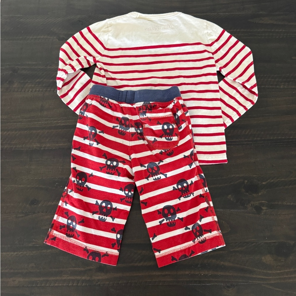 Mini Boden Pirate Pajama Set Red Stripe Skull Walk the Plank Boys 4-5Y - Picture 4 of 9